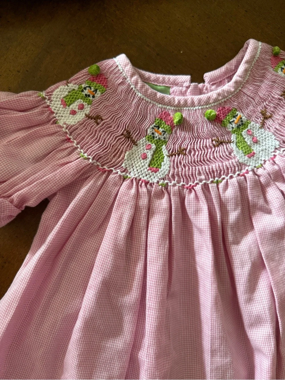 Snowman smocked dress